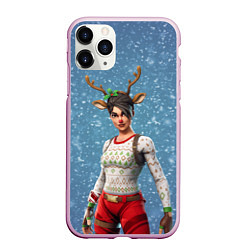 Чехол iPhone 11 Pro матовый Fortnite, цвет: 3D-розовый