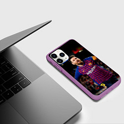 Чехол iPhone 11 Pro матовый Месси, цвет: 3D-фиолетовый — фото 2