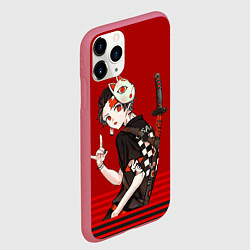 Чехол iPhone 11 Pro матовый Demon Slayer, цвет: 3D-малиновый — фото 2