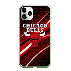 Чехол iPhone 11 Pro матовый CHICAGO BULLS, цвет: 3D-салатовый