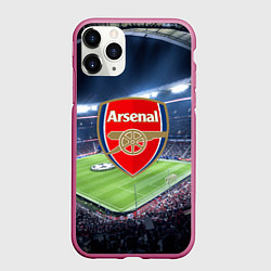 Чехол iPhone 11 Pro матовый FC Arsenal, цвет: 3D-малиновый