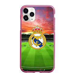 Чехол iPhone 11 Pro матовый FC Real Madrid, цвет: 3D-малиновый