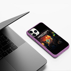 Чехол iPhone 11 Pro матовый MINECRAFT, цвет: 3D-фиолетовый — фото 2