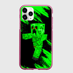 Чехол iPhone 11 Pro матовый MINECRAFT, цвет: 3D-малиновый