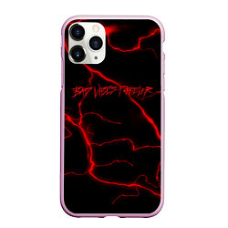 Чехол iPhone 11 Pro матовый BAD VIBES FOREVER, цвет: 3D-розовый
