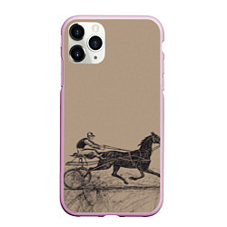 Чехол iPhone 11 Pro матовый Лошадь с колесницей, цвет: 3D-розовый