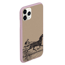 Чехол iPhone 11 Pro матовый Лошадь с колесницей, цвет: 3D-розовый — фото 2