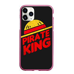 Чехол iPhone 11 Pro матовый One Piece Pirate King, цвет: 3D-малиновый