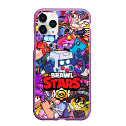 Чехол iPhone 11 Pro матовый BRAWL STARS 8-BIT, цвет: 3D-фиолетовый