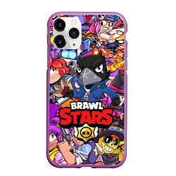 Чехол iPhone 11 Pro матовый BRAWL STARS CROW, цвет: 3D-фиолетовый