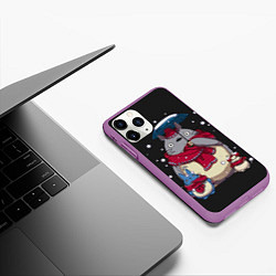 Чехол iPhone 11 Pro матовый My Neighbor Totoro, цвет: 3D-фиолетовый — фото 2