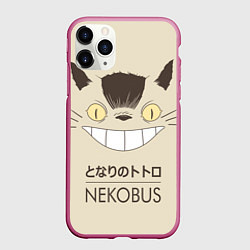 Чехол iPhone 11 Pro матовый Мой сосед Тоторо Nekobus, цвет: 3D-малиновый