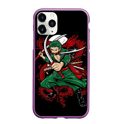 Чехол iPhone 11 Pro матовый One Piece, цвет: 3D-фиолетовый