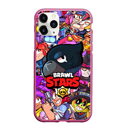 Чехол iPhone 11 Pro матовый BRAWL STARS CROW, цвет: 3D-малиновый