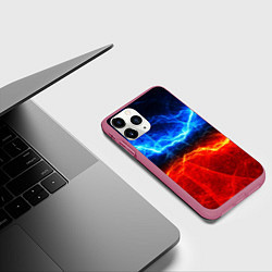 Чехол iPhone 11 Pro матовый Лёд и огонь, цвет: 3D-малиновый — фото 2