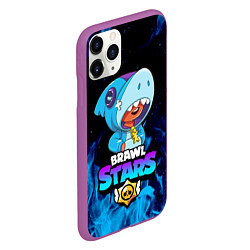 Чехол iPhone 11 Pro матовый BRAWL STARS LEON SHARK, цвет: 3D-фиолетовый — фото 2