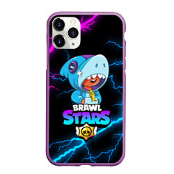 Чехол iPhone 11 Pro матовый BRAWL STARS LEON SHARK, цвет: 3D-фиолетовый