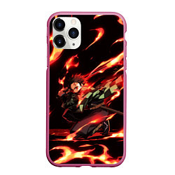 Чехол iPhone 11 Pro матовый KIMETSU NO YAIBA, цвет: 3D-малиновый