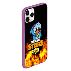 Чехол iPhone 11 Pro матовый BRAWL STARS LEON SHARK, цвет: 3D-фиолетовый — фото 2