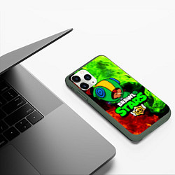 Чехол iPhone 11 Pro матовый BRAWL STARS LEON, цвет: 3D-темно-зеленый — фото 2