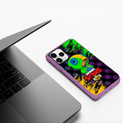 Чехол iPhone 11 Pro матовый BRAWL STARS LEON, цвет: 3D-фиолетовый — фото 2