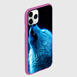 Чехол iPhone 11 Pro матовый Волк воет на луну, цвет: 3D-фиолетовый — фото 2