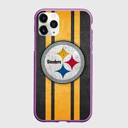 Чехол iPhone 11 Pro матовый Pittsburgh Steelers, цвет: 3D-фиолетовый
