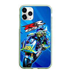 Чехол iPhone 11 Pro матовый Suzuki MotoGP, цвет: 3D-салатовый