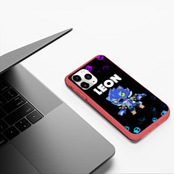 Чехол iPhone 11 Pro матовый BRAWL STARS LEON, цвет: 3D-красный — фото 2