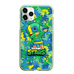 Чехол iPhone 11 Pro матовый Brawl Stars Leon, Dab, цвет: 3D-салатовый