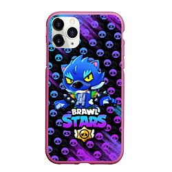 Чехол iPhone 11 Pro матовый Brawl Stars LEON, цвет: 3D-малиновый