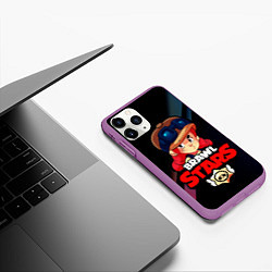 Чехол iPhone 11 Pro матовый Brawl Stars - Jessie, цвет: 3D-фиолетовый — фото 2