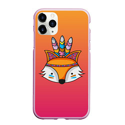 Чехол iPhone 11 Pro матовый Лиса Индеец, цвет: 3D-розовый