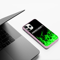 Чехол iPhone 11 Pro матовый MINECRAFT FIRE, цвет: 3D-розовый — фото 2