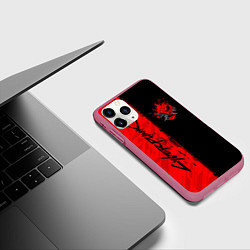 Чехол iPhone 11 Pro матовый CYBERPUNK 2077, цвет: 3D-малиновый — фото 2
