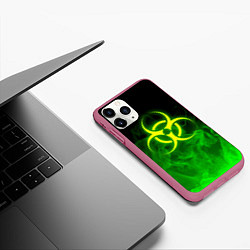 Чехол iPhone 11 Pro матовый BIOHAZARD, цвет: 3D-малиновый — фото 2
