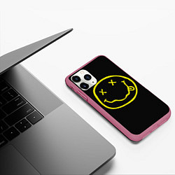 Чехол iPhone 11 Pro матовый NIRVANA на спине, цвет: 3D-малиновый — фото 2