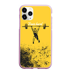 Чехол iPhone 11 Pro матовый Train hard, цвет: 3D-розовый