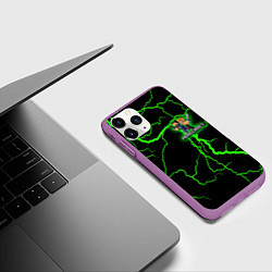 Чехол iPhone 11 Pro матовый MINECRAFT CREEPER, цвет: 3D-фиолетовый — фото 2