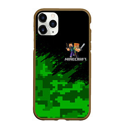 Чехол iPhone 11 Pro матовый MINECRAFT, цвет: 3D-коричневый