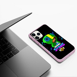 Чехол iPhone 11 Pro матовый Brawl Stars LEON, цвет: 3D-розовый — фото 2