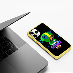 Чехол iPhone 11 Pro матовый Brawl Stars LEON, цвет: 3D-желтый — фото 2