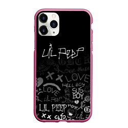 Чехол iPhone 11 Pro матовый LIL PEEP, цвет: 3D-малиновый