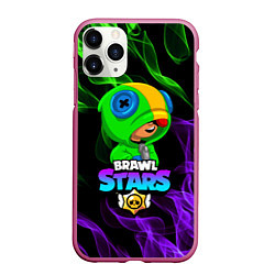 Чехол iPhone 11 Pro матовый BRAWL STARS LEON, цвет: 3D-малиновый