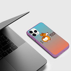 Чехол iPhone 11 Pro матовый I love you смешной корги, цвет: 3D-фиолетовый — фото 2