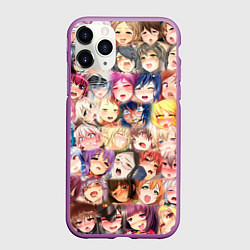 Чехол iPhone 11 Pro матовый Ахегао, цвет: 3D-фиолетовый