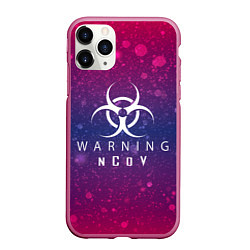 Чехол iPhone 11 Pro матовый Warning NCoV, цвет: 3D-малиновый