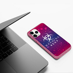 Чехол iPhone 11 Pro матовый Warning NCoV, цвет: 3D-малиновый — фото 2