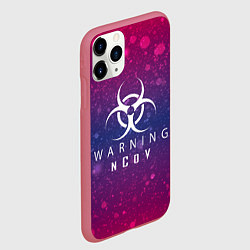 Чехол iPhone 11 Pro матовый Warning NCoV, цвет: 3D-малиновый — фото 2
