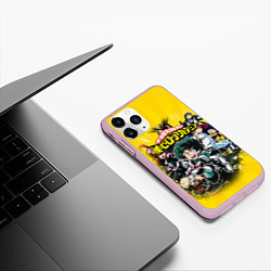 Чехол iPhone 11 Pro матовый MY HERO ACADEMIA группа героев, цвет: 3D-розовый — фото 2